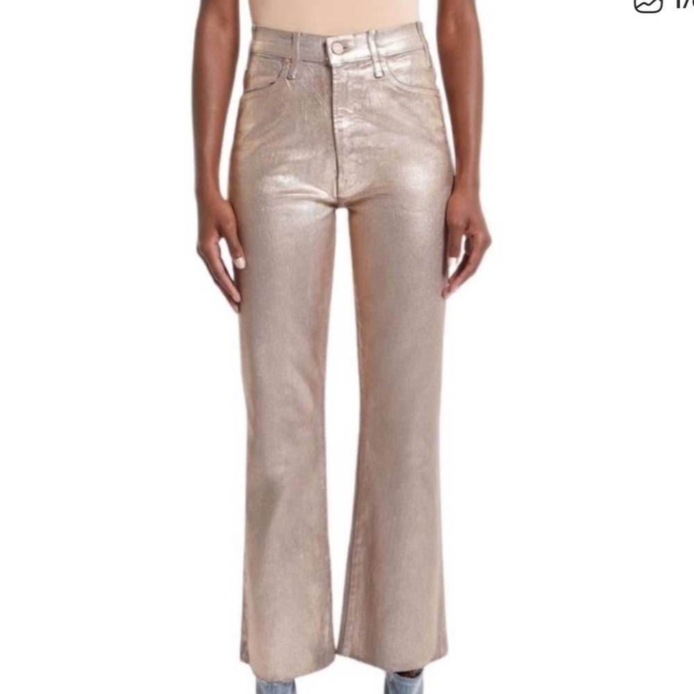 MOTHER Hustler Ankle Heavy Metal Flare Fray Jeans Never Worn Size 33